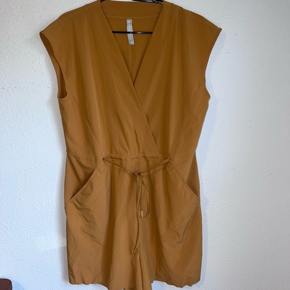 Athleta Pants - Athleta Mustard Sleeveless Wrap Romper